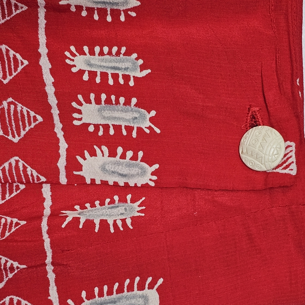 Vintage Russell Kemp New York Patterned Red and Black A-Line Wrap Skirt - Picture 6 of 13